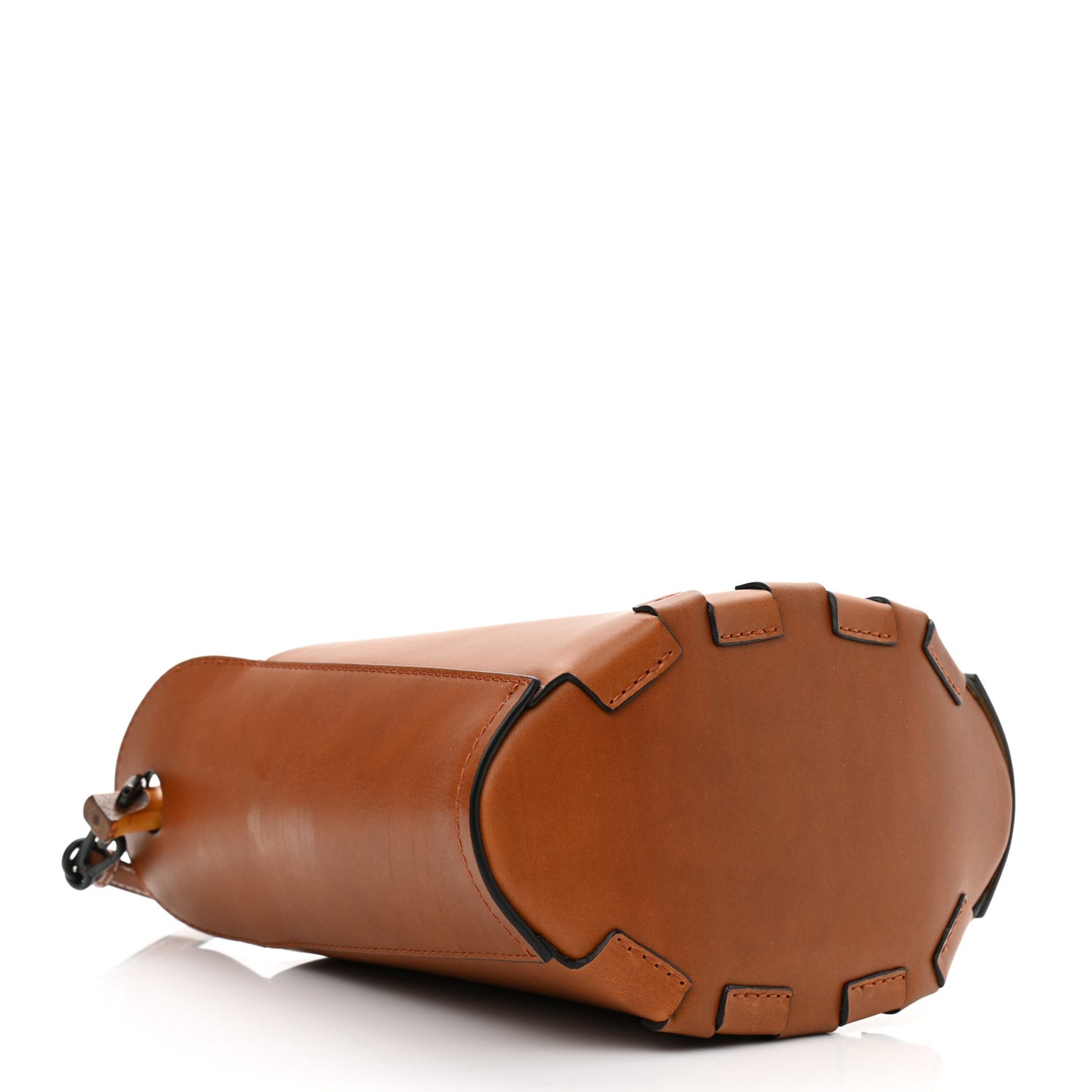 Calfskin Bamboo Bucket Bag Tan