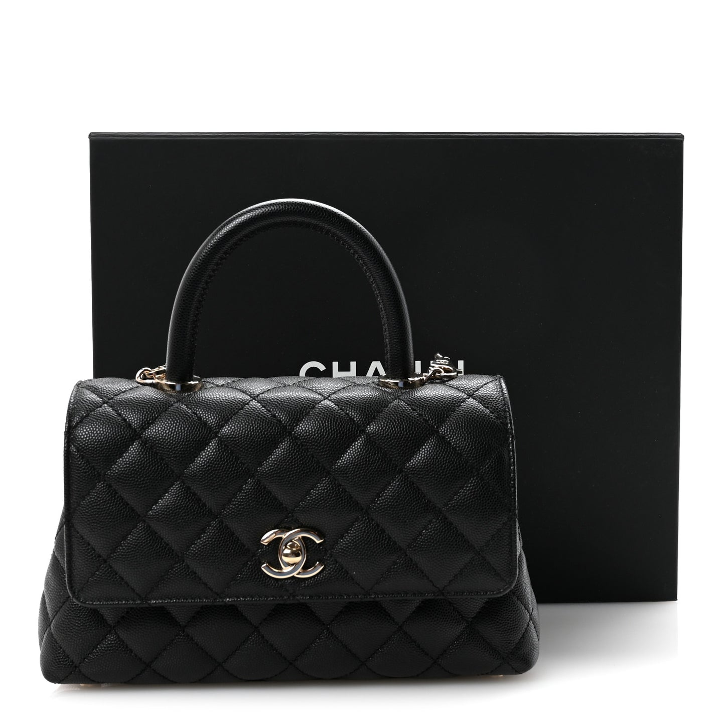Caviar Quilted Mini Coco Handle Flap Black