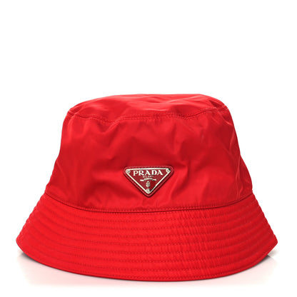 Prada Re-Nylon Metal Triangle Logo Mens Bucket Hat XL Rosso 2 of 8