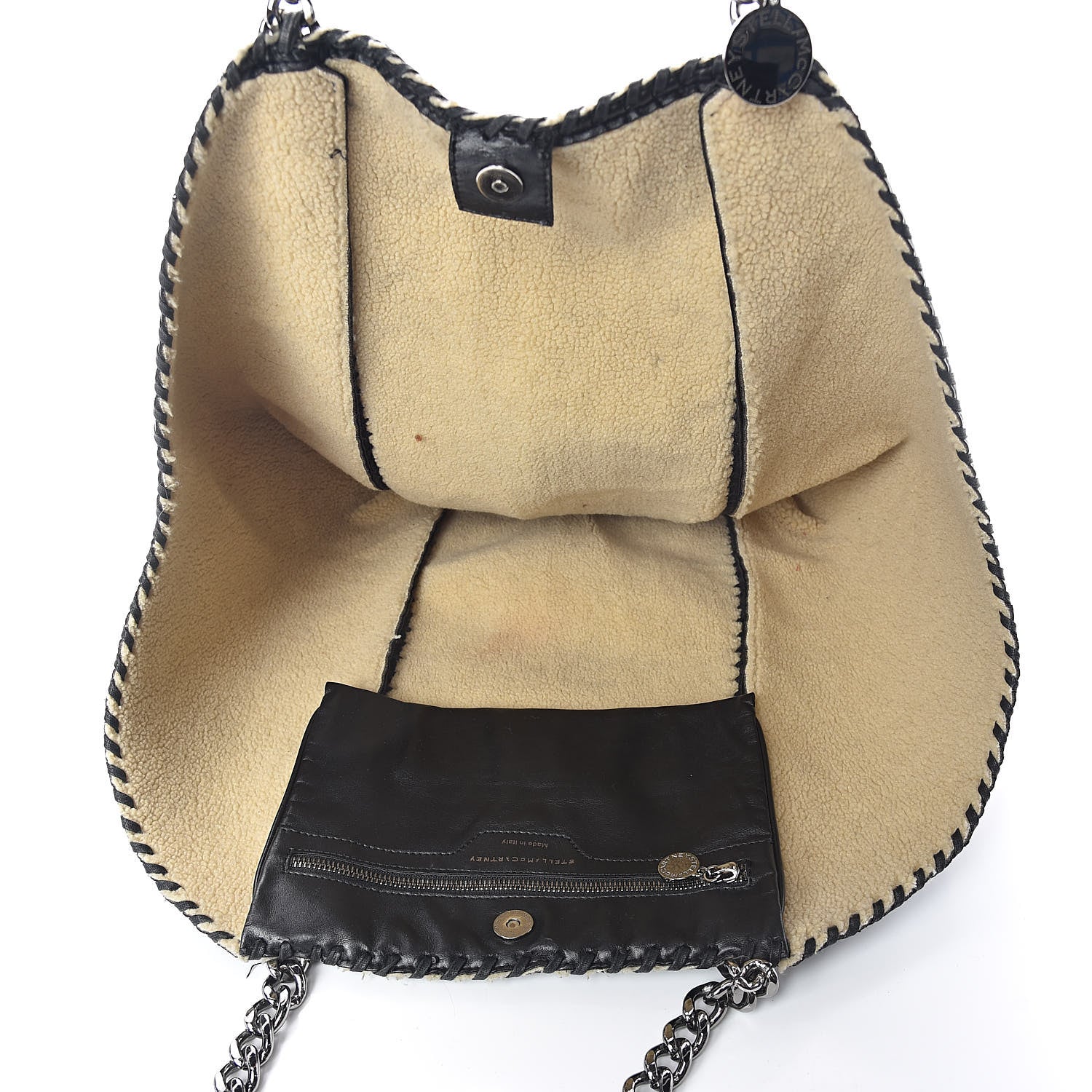 Stella McCartney Faux Shearling Chain Falabella Tote Black 5 of 9
