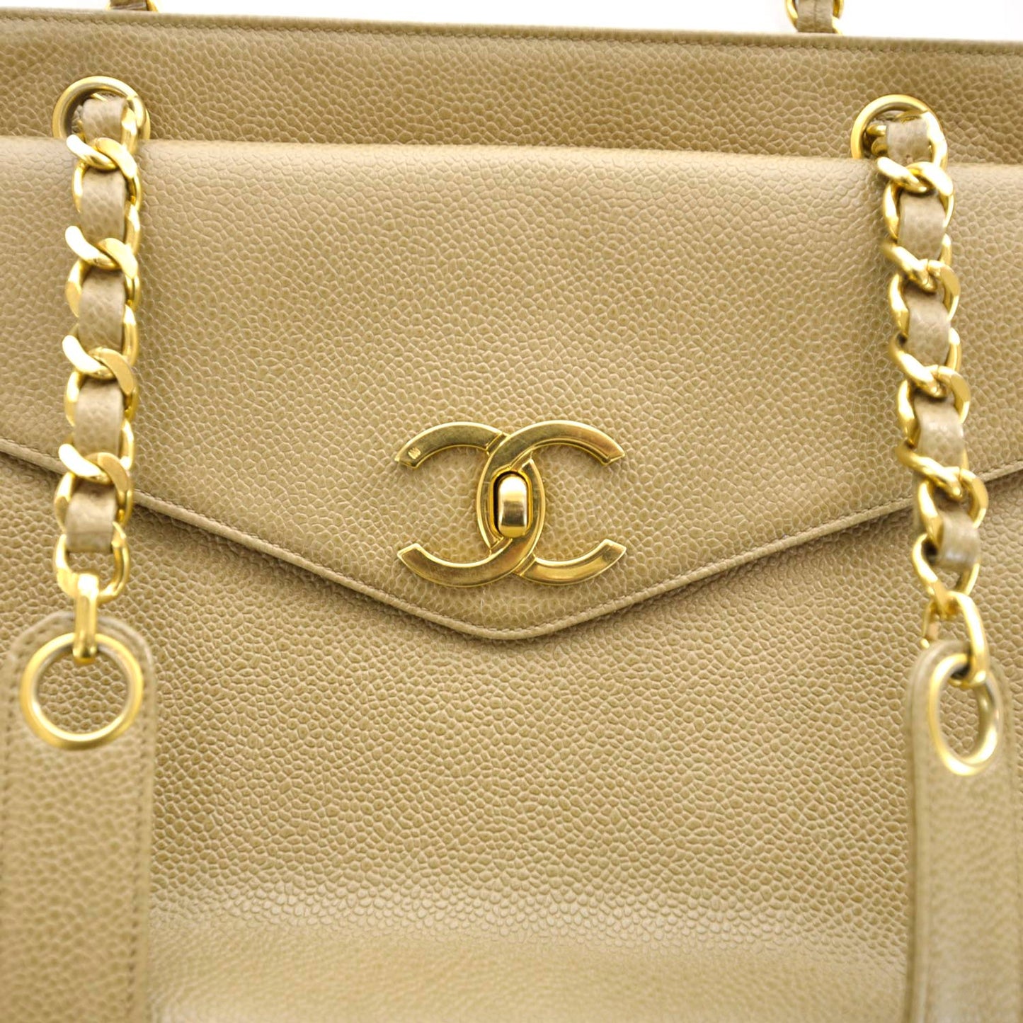 Caviar Shoulder Bag Beige GHW