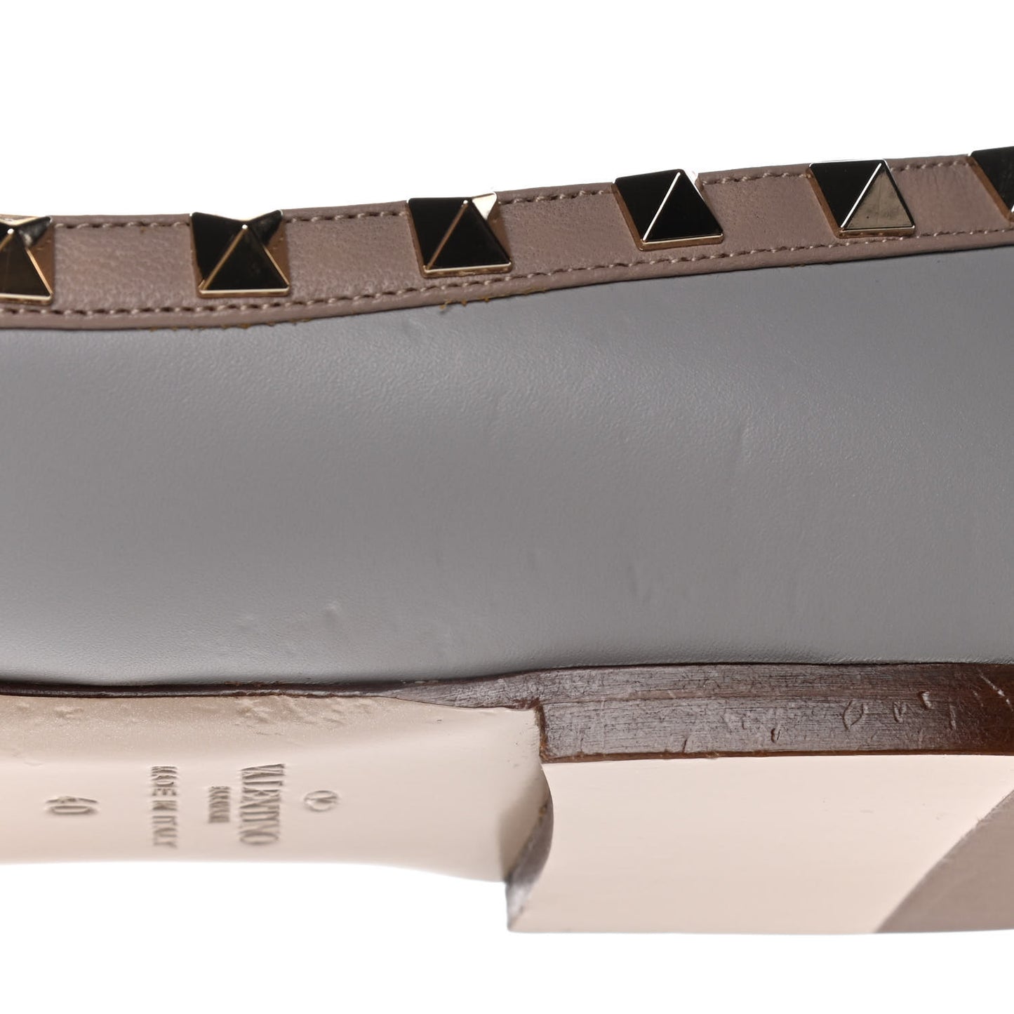 Calfskin Nappa Rockstud Ballerina Flats 40 Sky Sorbet Poudre