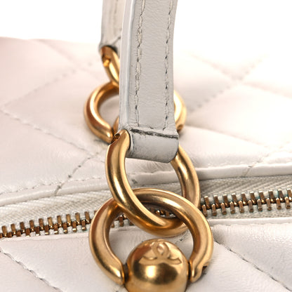 Chanel Calfskin Quilted Square Top Handle Vanity Case White 12 of 14