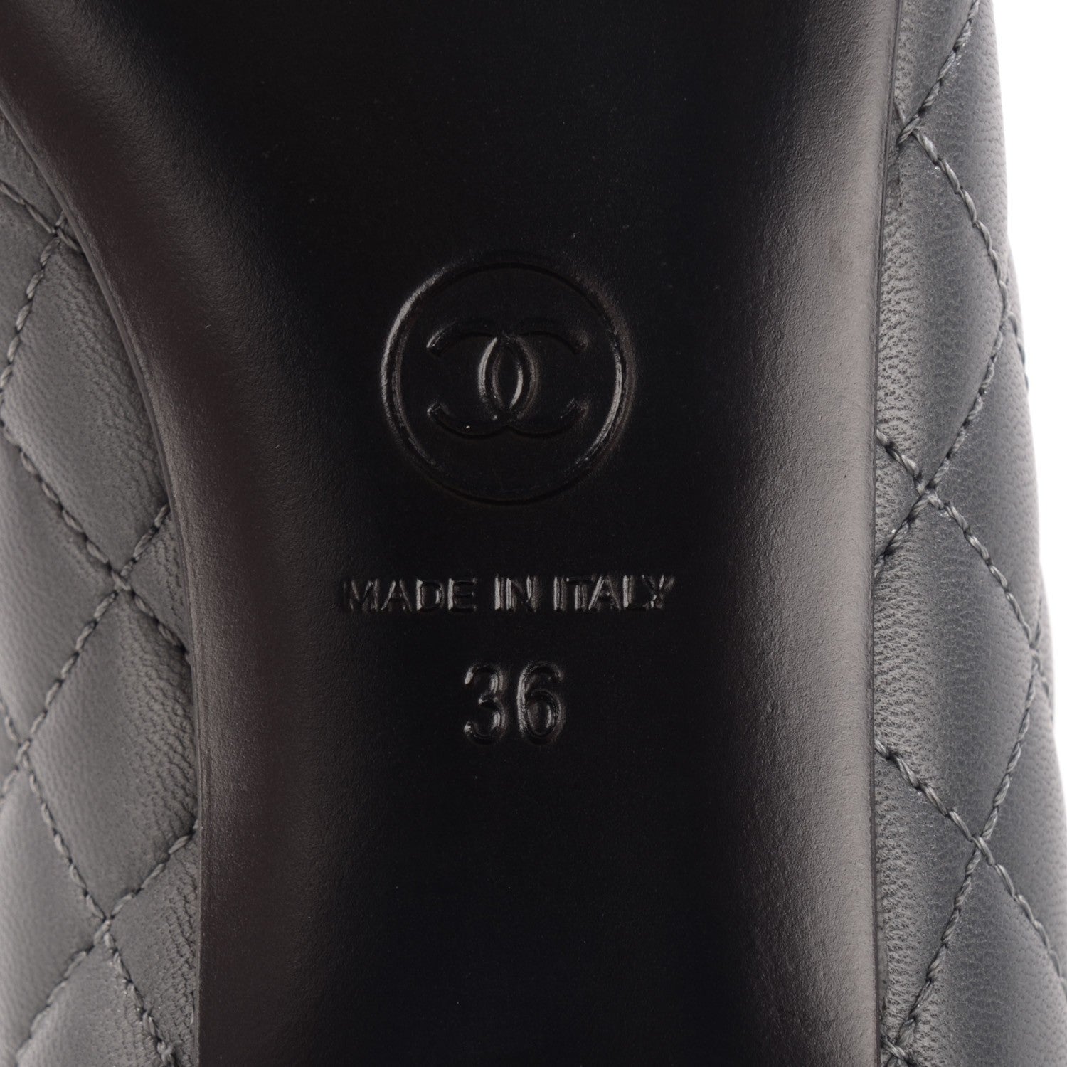 Chanel Lambskin Quilted Cap Toe Ballerina Flats 36 Charcoal Black 6 of 8