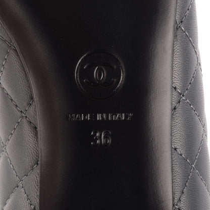 Chanel Lambskin Quilted Cap Toe Ballerina Flats 36 Charcoal Black 6 of 8