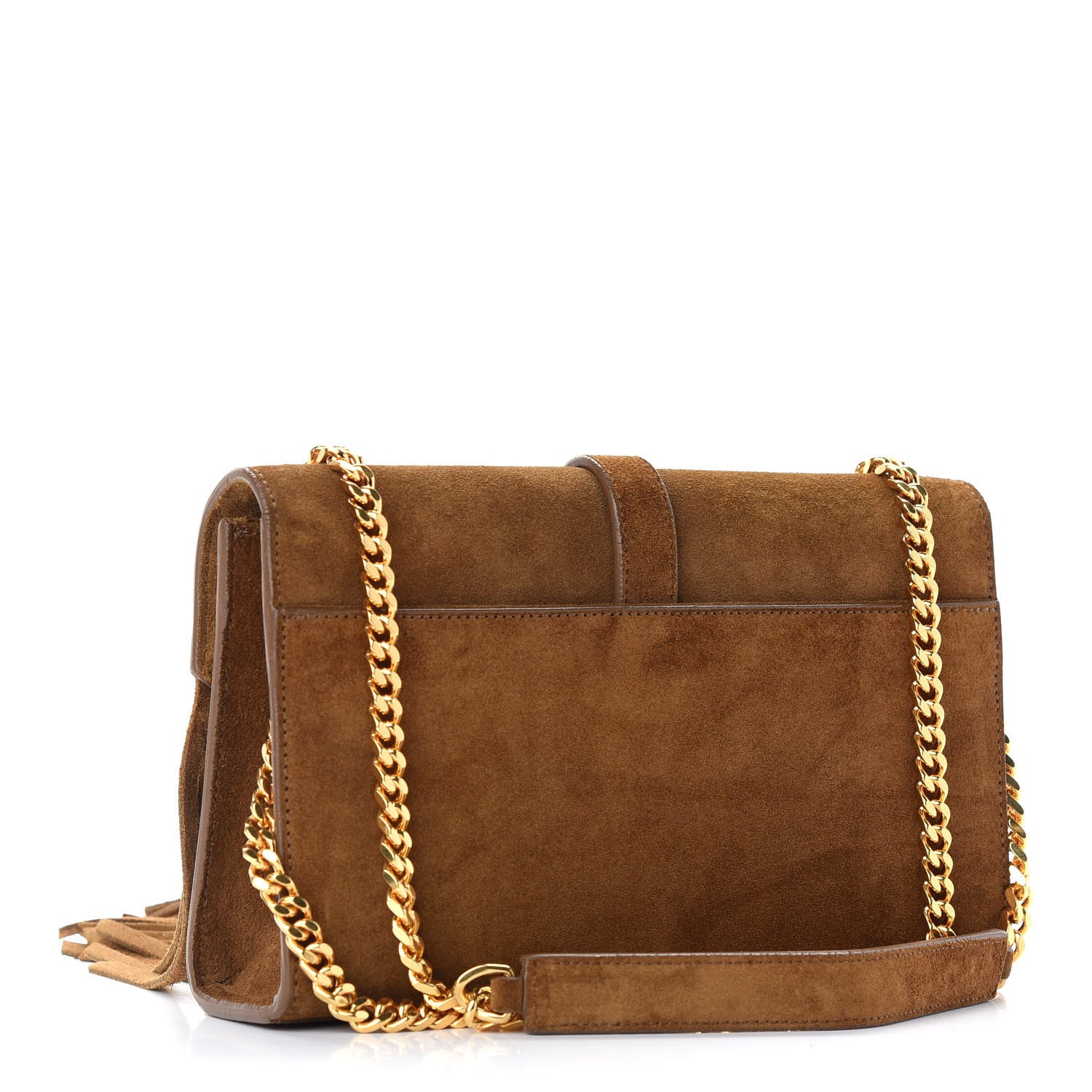 Saint Laurent Suede Fringe Small Monogram Satchel Light Ocre 3 of 10