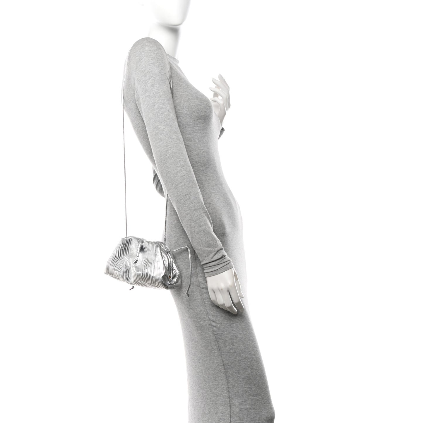 Metallic Bark Calfskin The Mini Pouch Silver