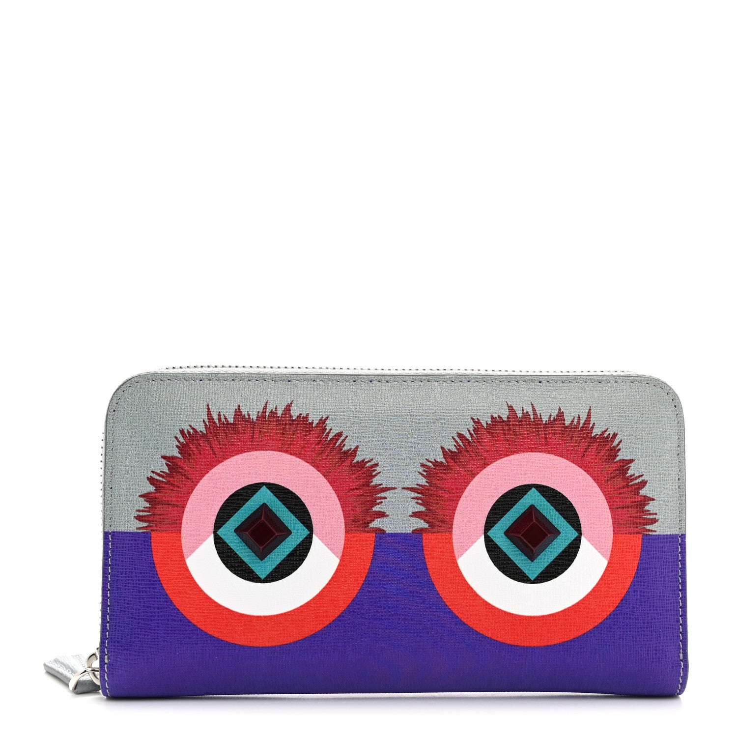 Fendi Vitello Elite Studded Hypnoteyes Zip Around Wallet Polvere Multicolor 1 of 8