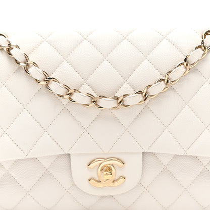 Chanel Caviar Quilted Medium Double Flap White 7 of 9