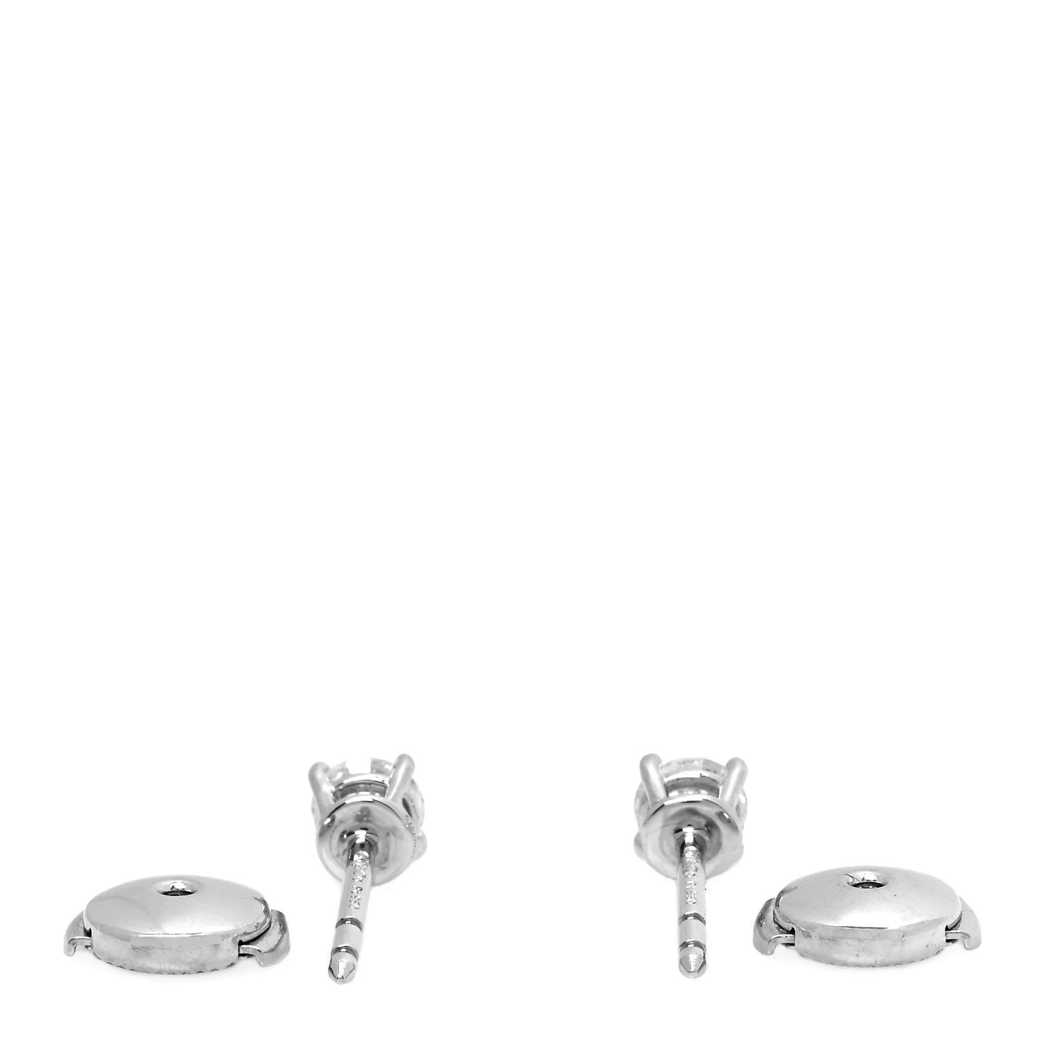 Tiffany Platinum Diamond .60ctw Solitaire Earrings 3 of 5