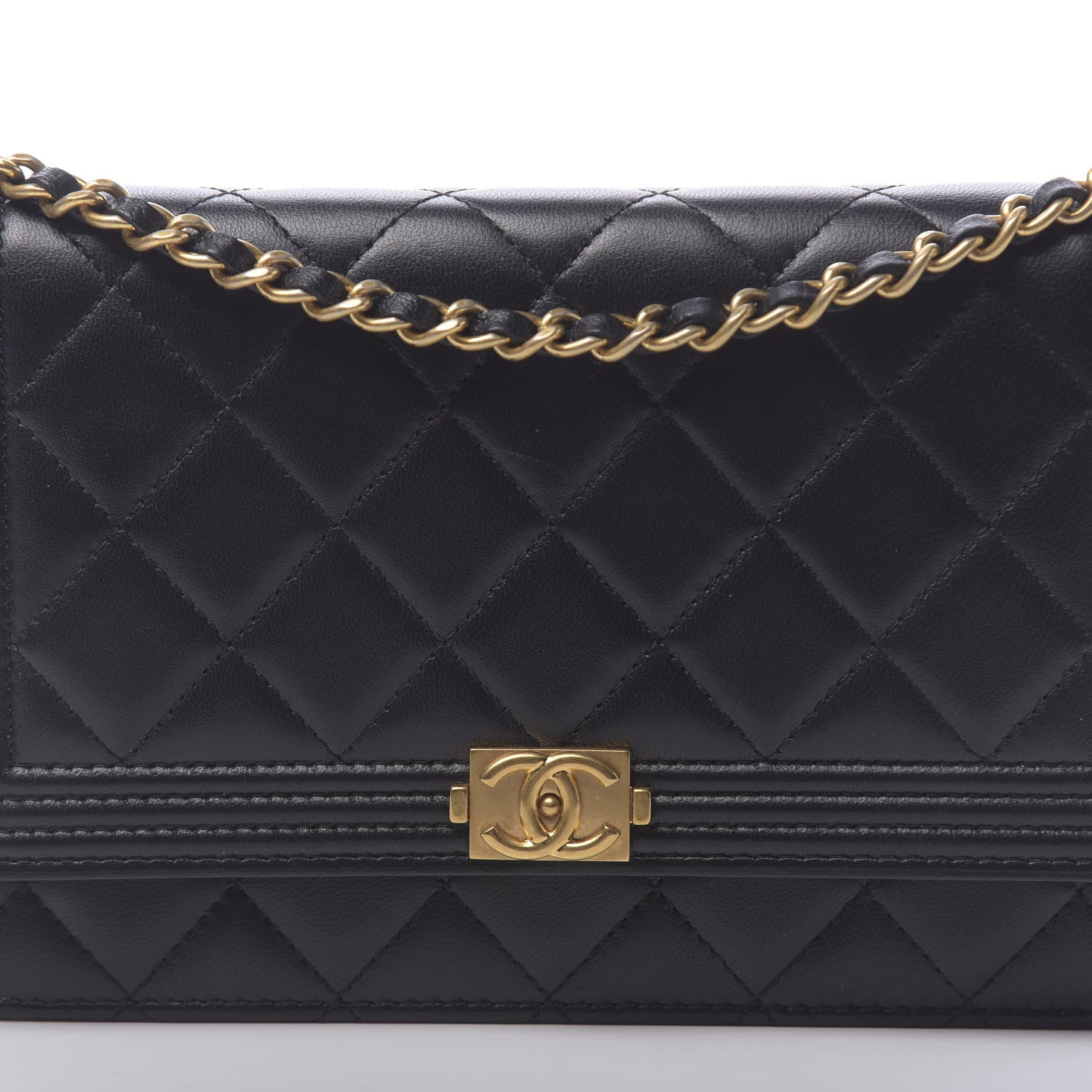 Chanel Lambskin Quilted Boy Wallet On Chain WOC Navy Blue 11 of 12