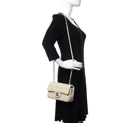 Chanel Tweed Quilted Mini Rectangular Flap Off White 2 of 10