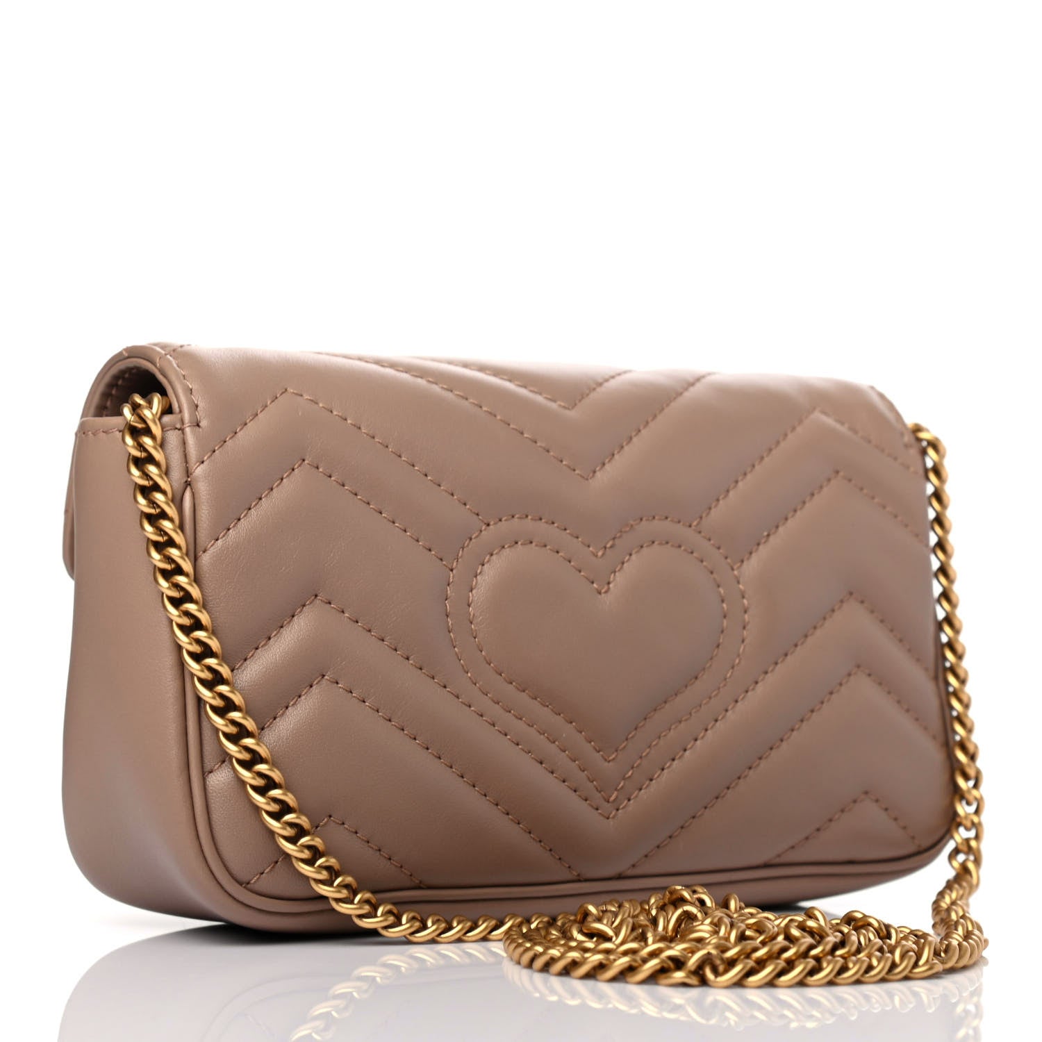 Gucci Calfskin Matelasse Super Mini GG Marmont Shoulder Bag Porcelain Rose 2 of 4
