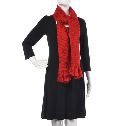 Louis Vuitton Wool Silk Logomania Scarf Rubis 2 of 3