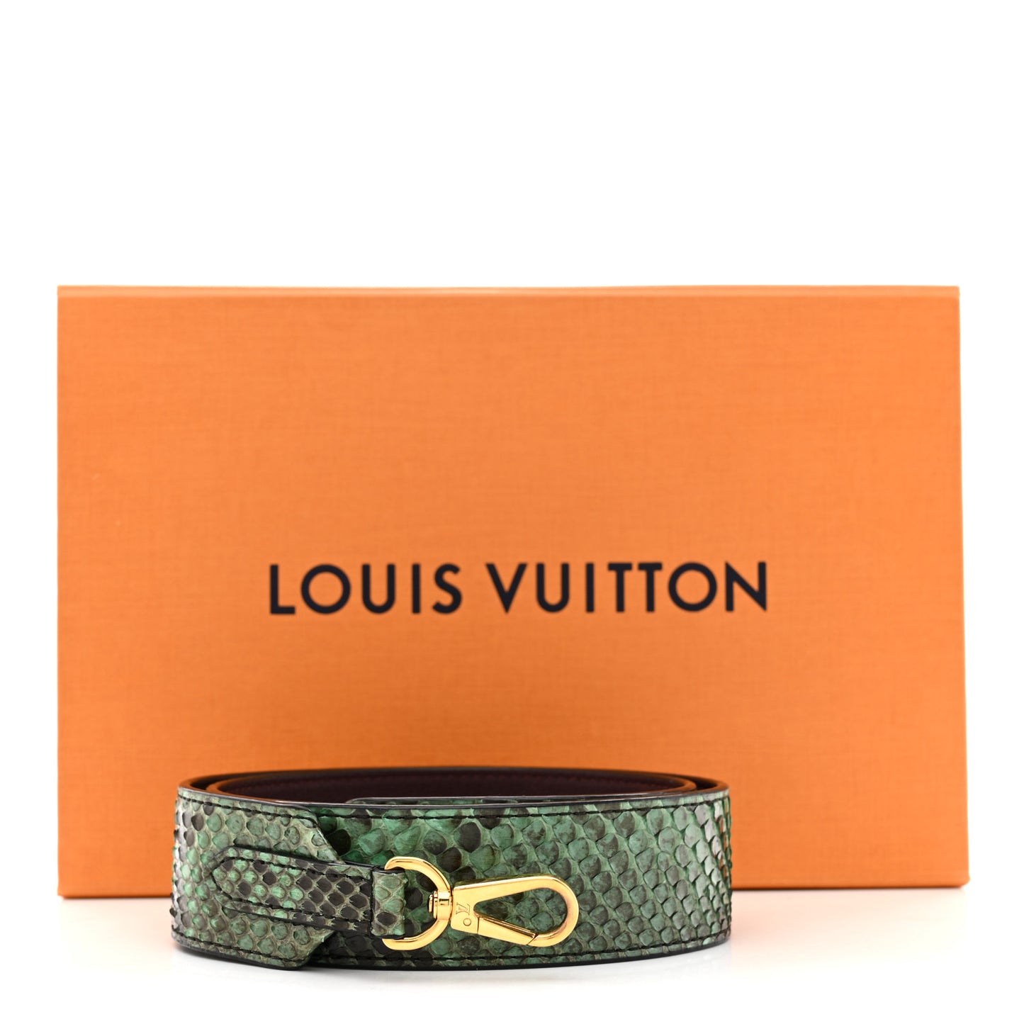 Snakeskin Calf Bandouliere Shoulder Strap Green Burgundy