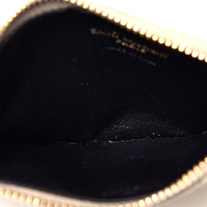 Saint Laurent Grain De Poudre Matelasse Chevron Monogram Fragments Zippered Card Case Sea Salt 5 of 7
