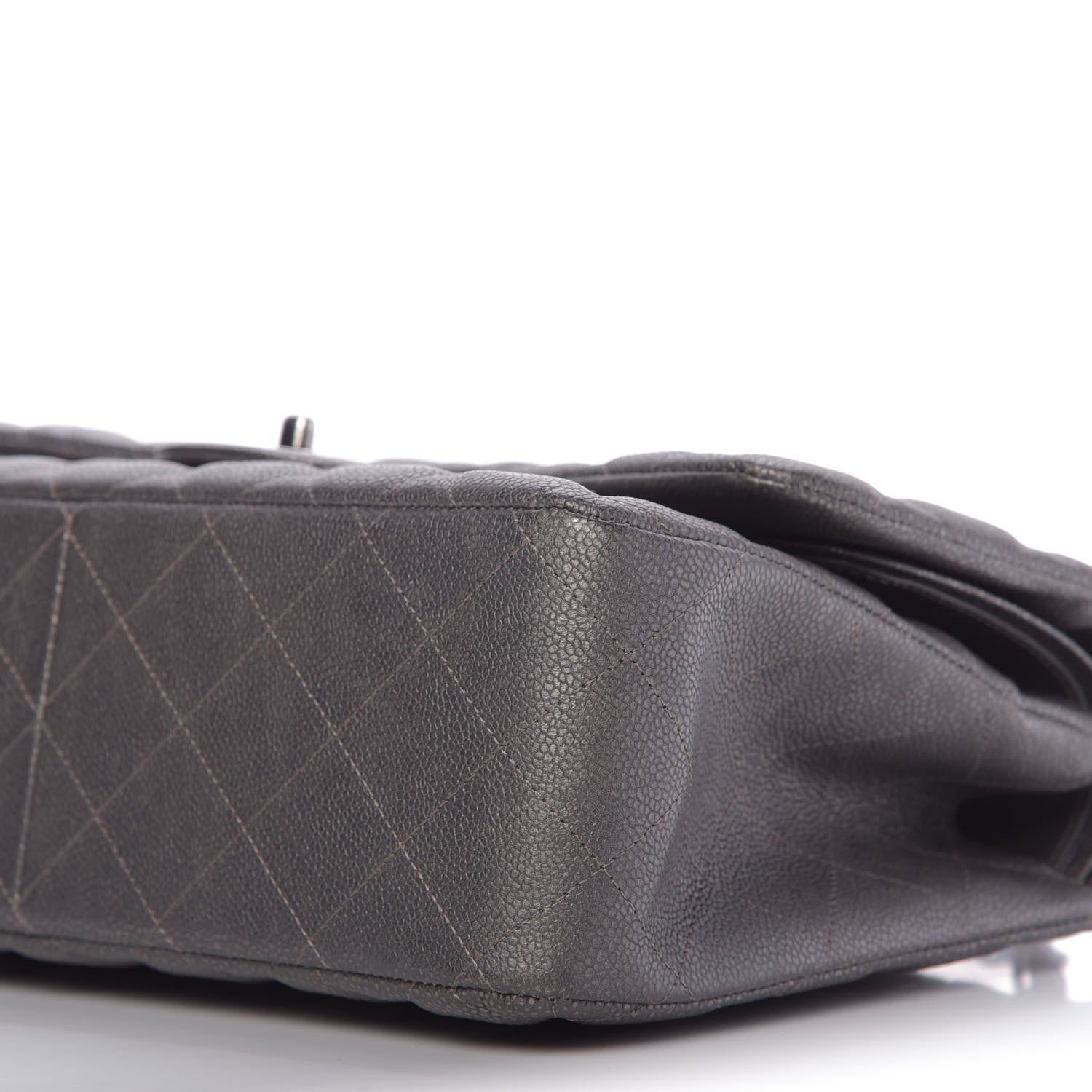 Chanel Metallic Caviar Quilted Jumbo Double Flap Dark Silver 8 of 11