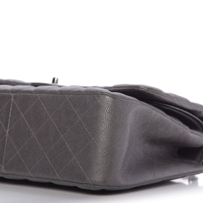 Chanel Metallic Caviar Quilted Jumbo Double Flap Dark Silver 8 of 11