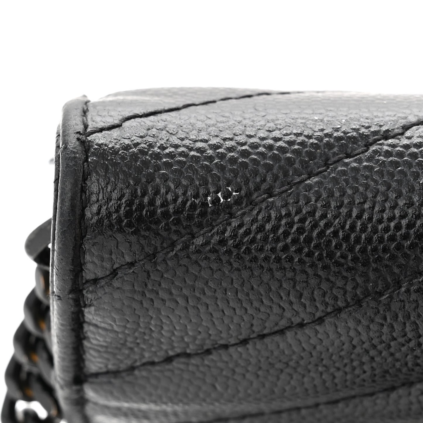 Grain De Poudre Matelasse Chevron Monogram Monochrome Chain Wallet Black