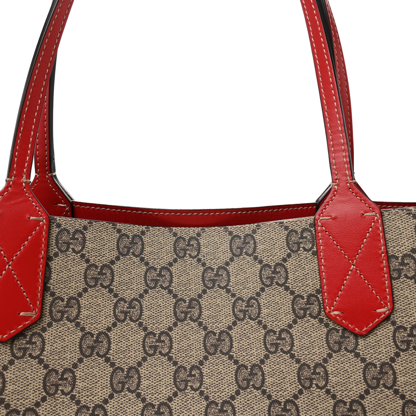 GG Supreme Monogram Medium Reversible Tote Beige Red