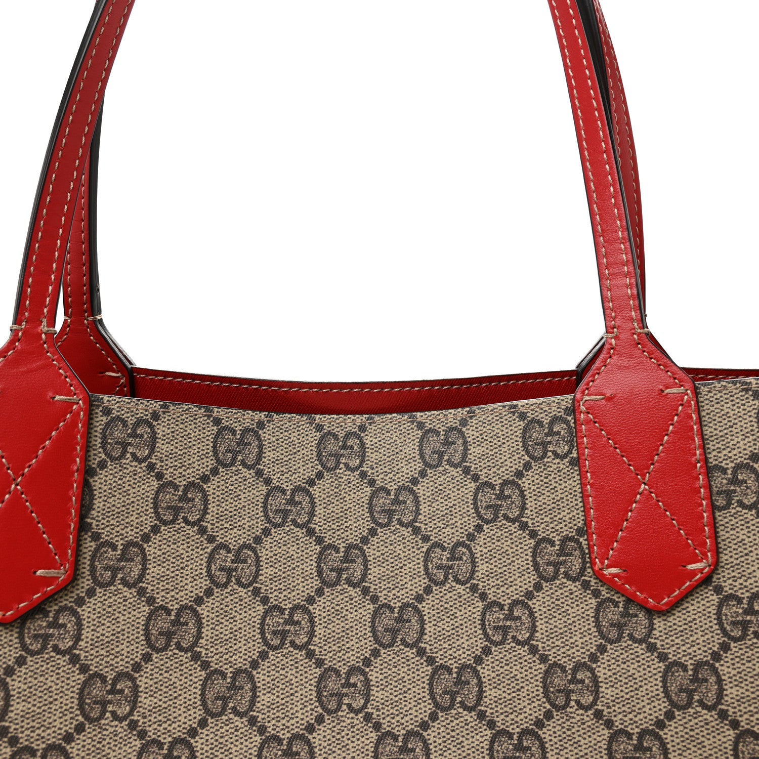 Gucci GG Supreme Monogram Medium Reversible Tote Beige Red 7 of 9