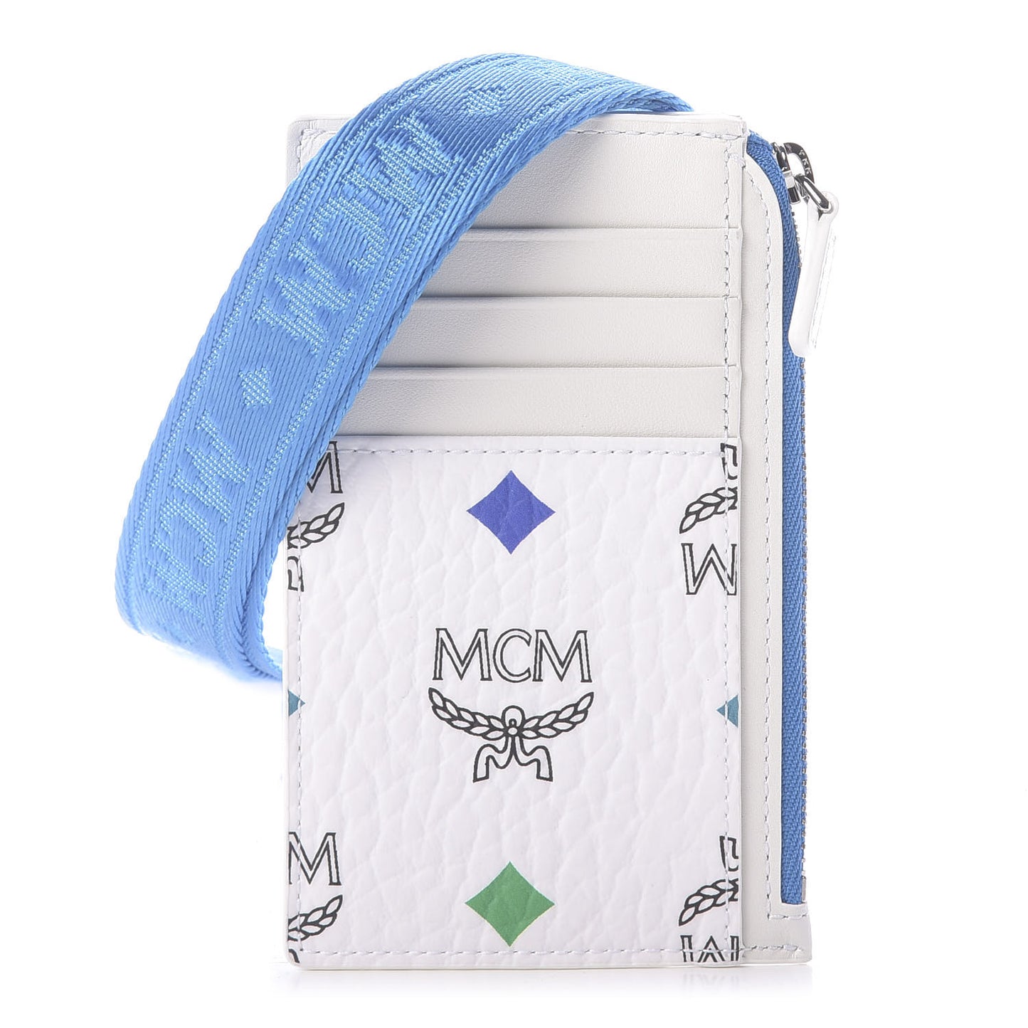 Skyoptic Visetos Spectrum Diamond Mini Card Case Holder Lanyard White