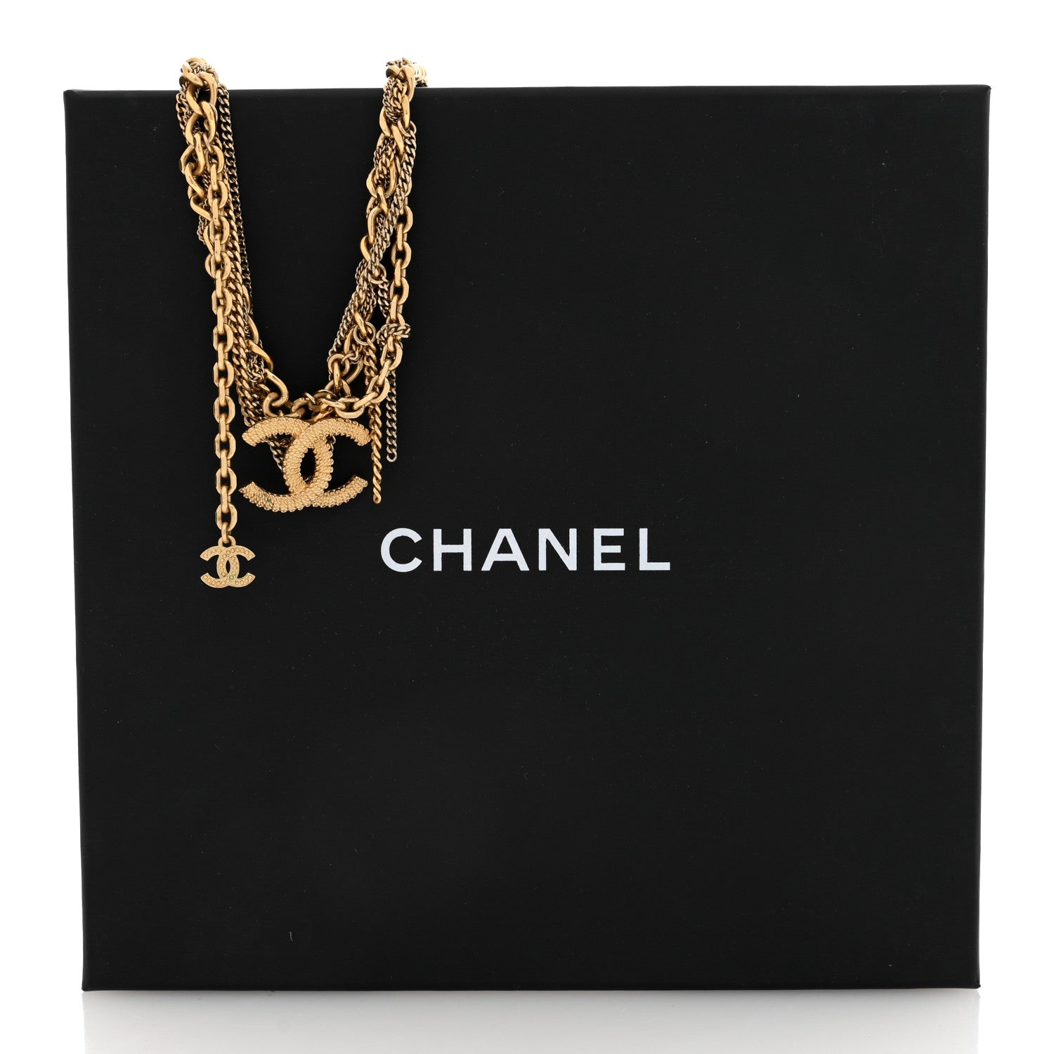 Chanel Metal Chain Link CC Multi Strand Choker Necklace Gold 5 of 5
