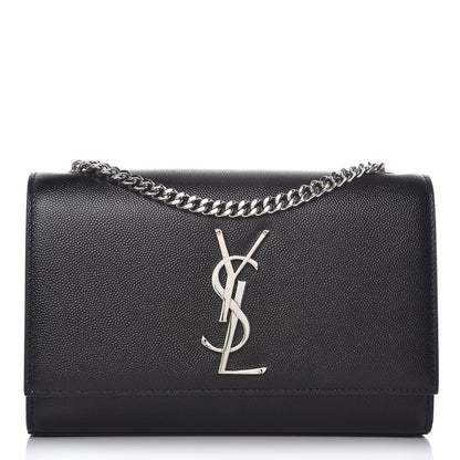 Saint Laurent Grain De Poudre Small Monogram Kate Satchel Black 1 of 8