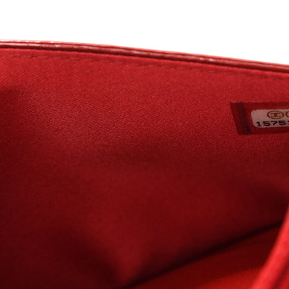 Chanel Patent Camellia Embossed Wallet On Chain WOC Dark Red 10 of 12