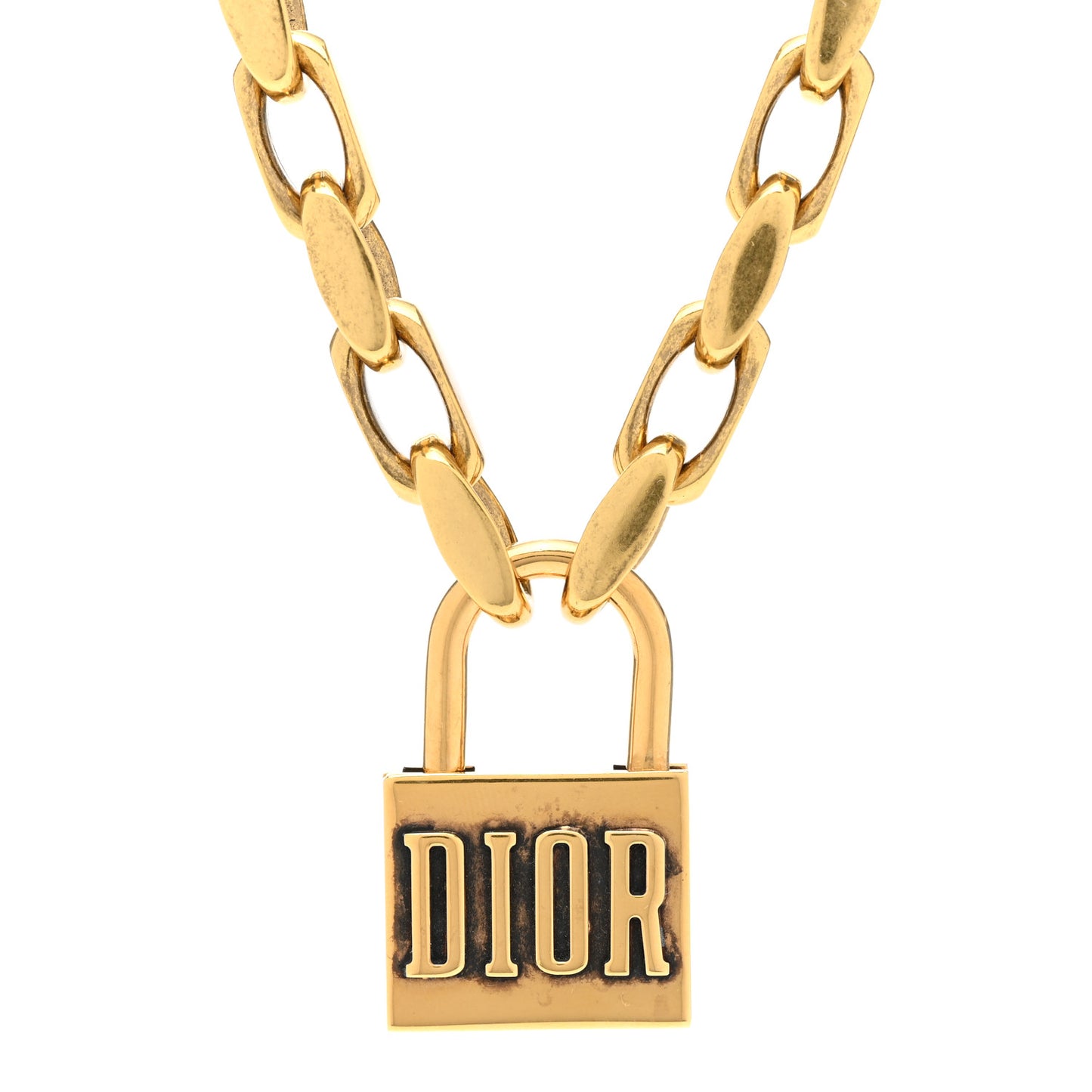 Metal Lucky Locket Choker Necklace Aged Gold