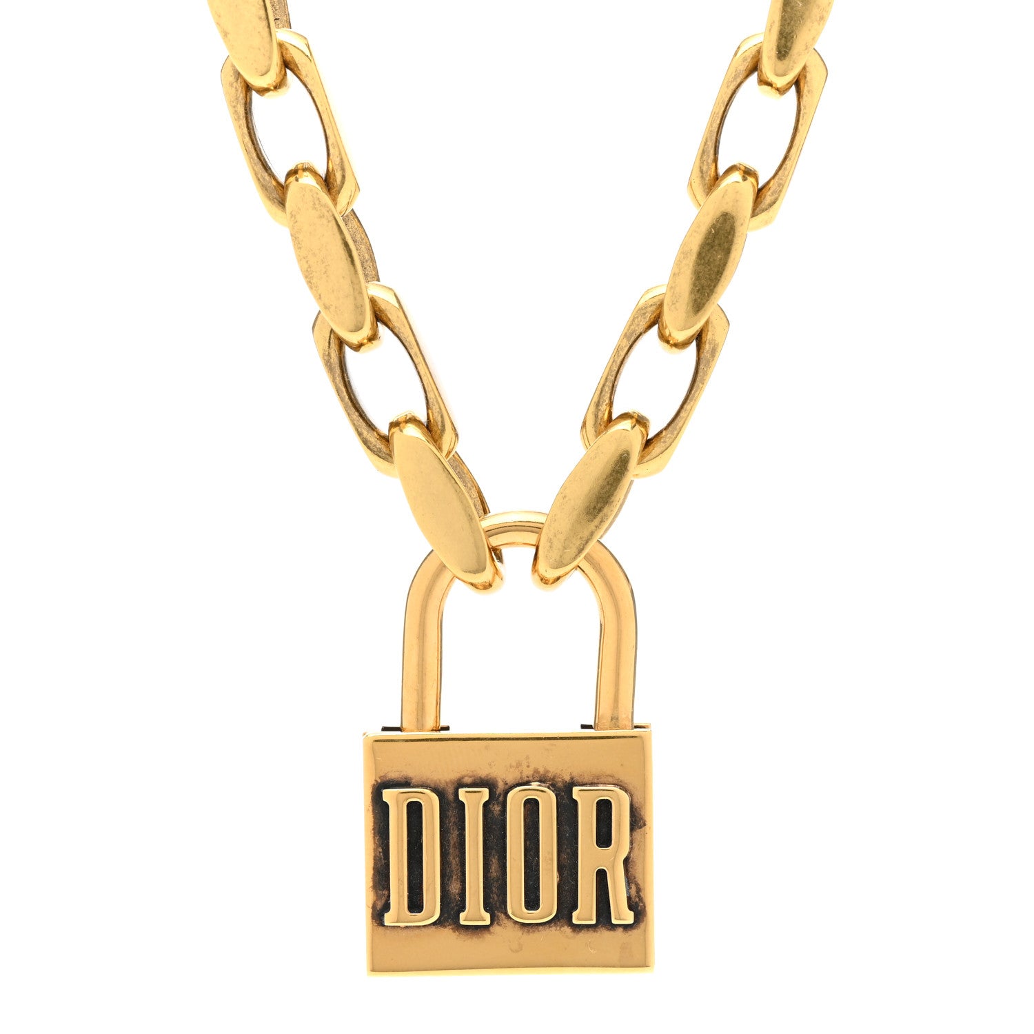 Christian Dior Metal Lucky Locket Choker Necklace Aged Gold 4 of 6