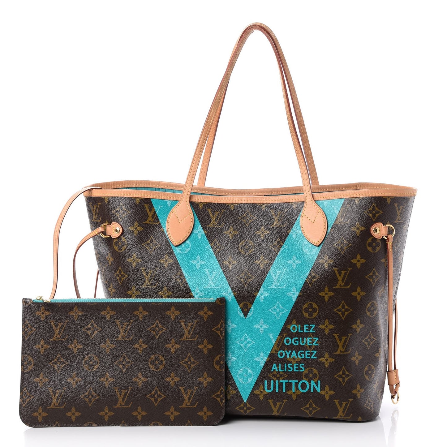 Monogram V Neverfull MM Turquoise