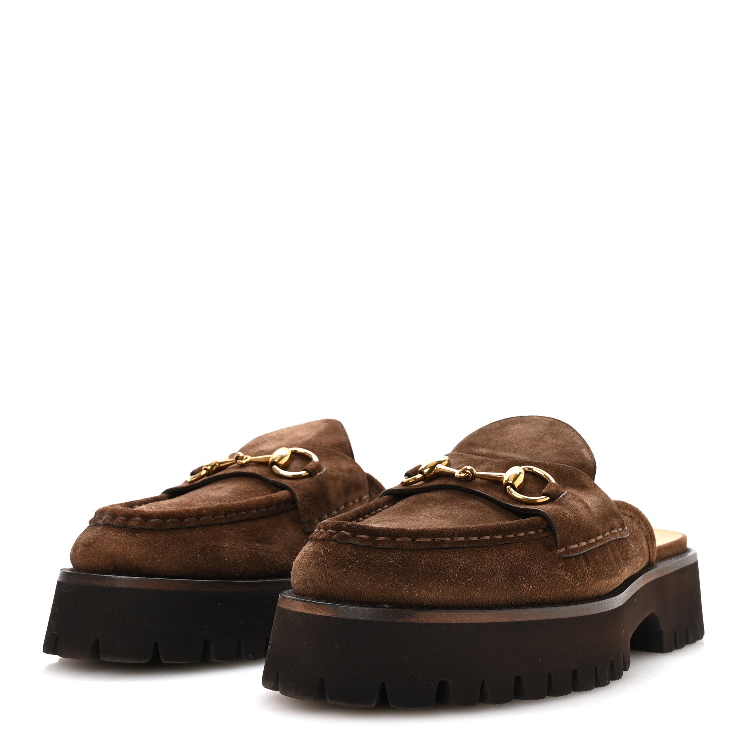 Gucci Suede Horsebit Platform Mules 40 Washed Brown 4 of 8