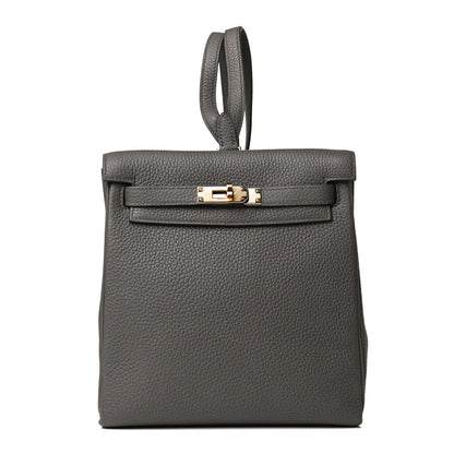 Hermes Taurillon Clemence Kelly Ado Backpack Etain 1 of 9