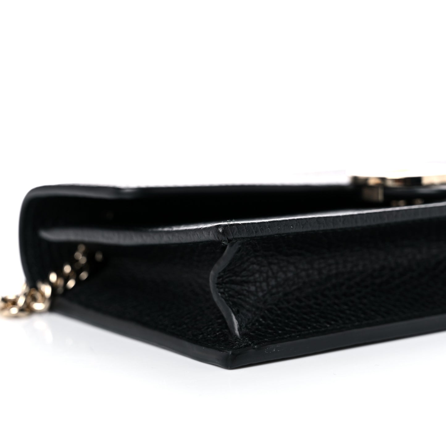 Dollar Calfskin Interlocking G Chain Wallet Black