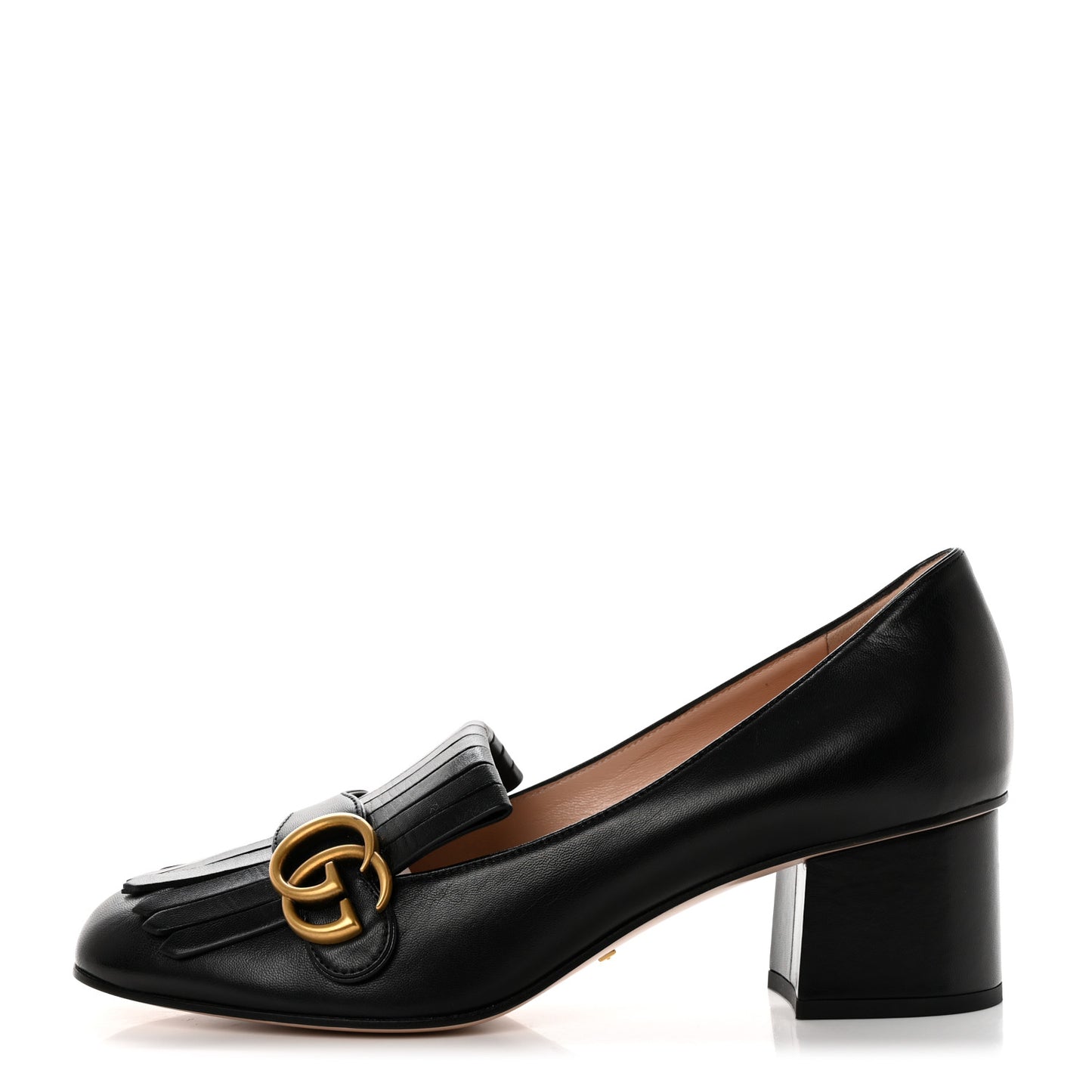 Malaga Kid GG Marmont Fringe 50mm Loafer Pumps 40 Black