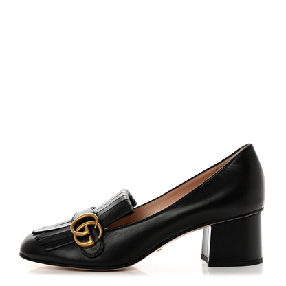 Gucci Malaga Kid GG Marmont Fringe 50mm Loafer Pumps 40 Black 1 of 9