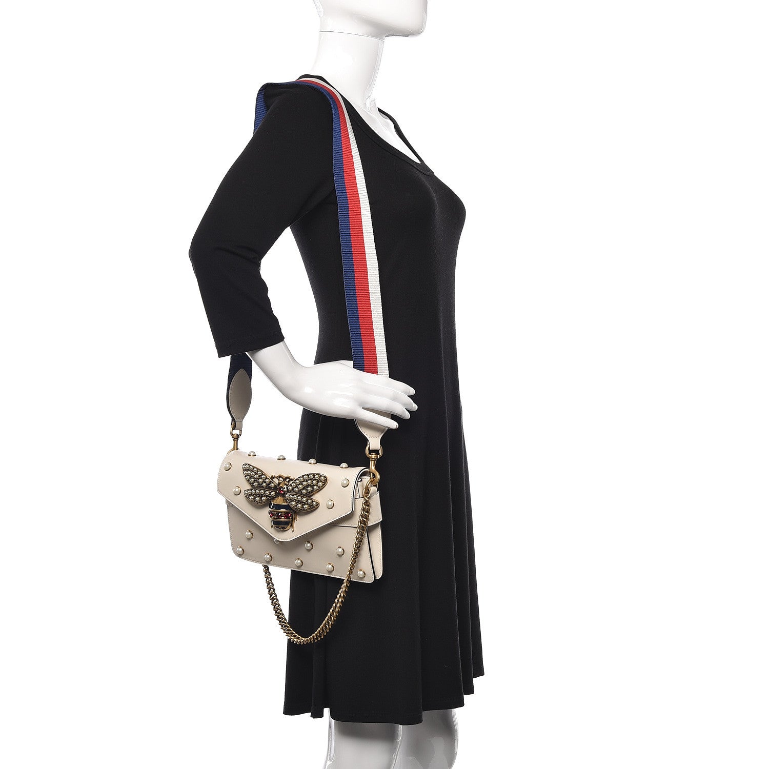 Gucci Nappa Pearl Studded Mini Queen Margaret Broadway Shoulder Bag Mystic White 2 of 11