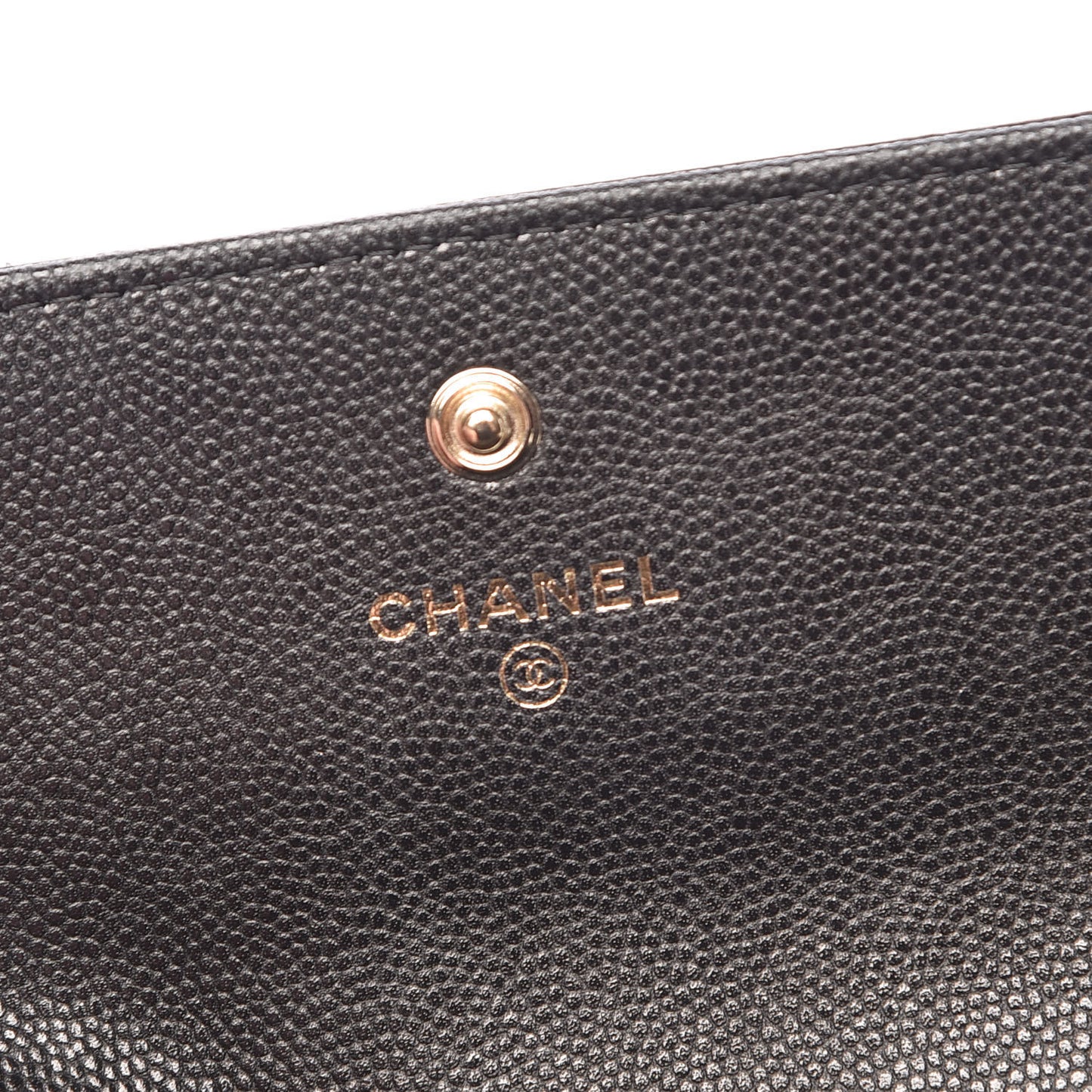 Caviar Camellia Embossed Flap Wallet Black