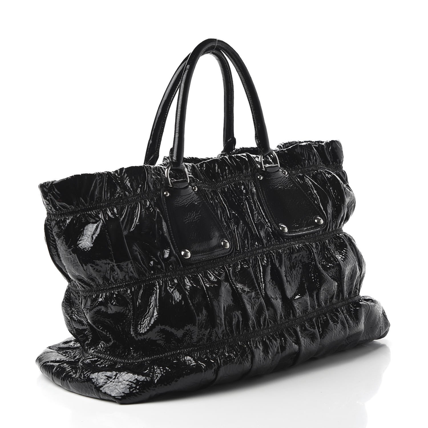 Prada Vernice Gaufre Tote Black 3 of 10