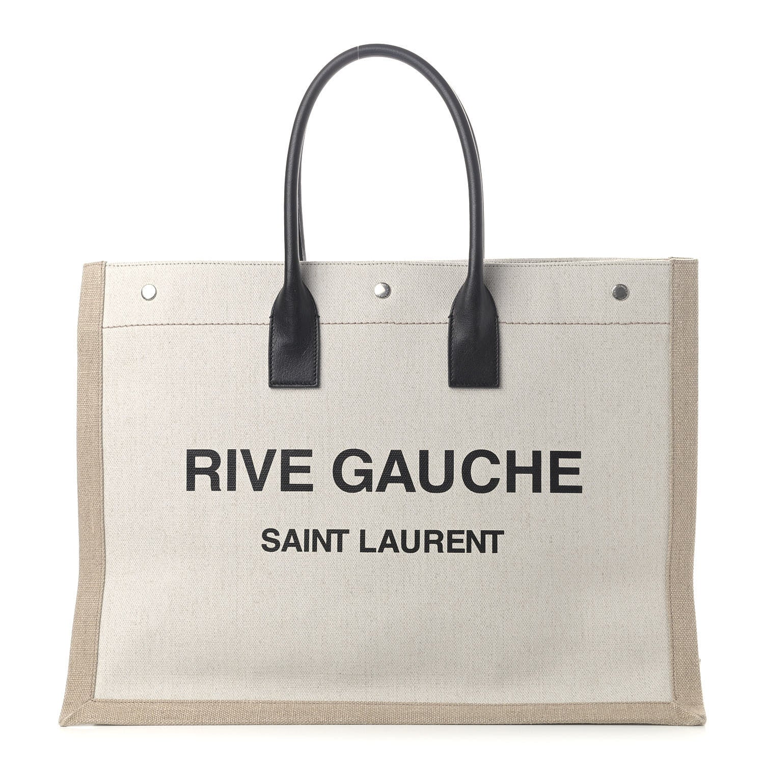 Saint Laurent Linen Calfskin Rive Gauche Tote Optic White 1 of 8