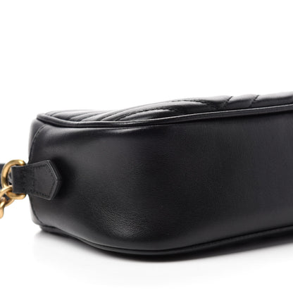 Gucci Calfskin Matelasse Small GG Marmont Chain Shoulder Bag Black 6 of 11