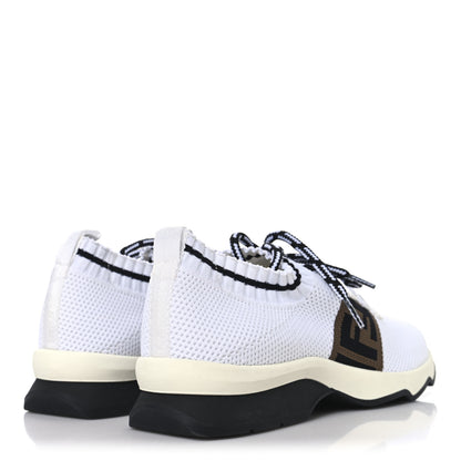 Fendi Stretch Knit Jacquard FF Lace-Up Sock Sneakers 39 Tobacco White Black 5 of 8