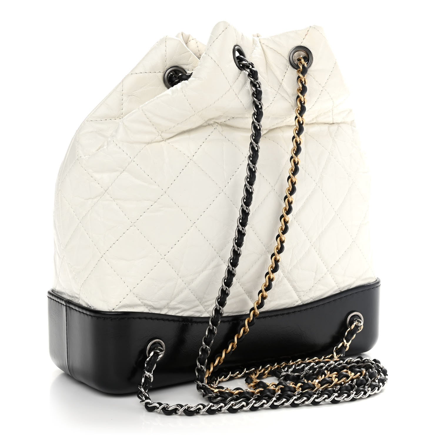 Chanel Aged Calfskin Quilted Gabrielle Backpack Black White 3 of 9