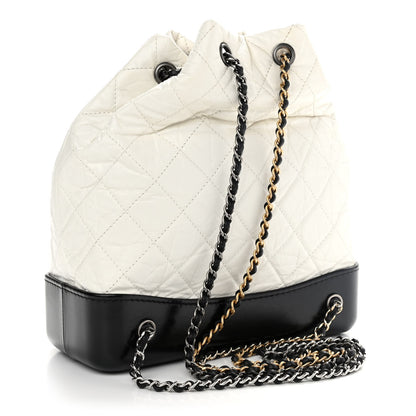 Chanel Aged Calfskin Quilted Gabrielle Backpack Black White 3 of 10