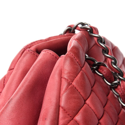 Chanel Iridescent Calfskin Quilted Large Just Mademoiselle Bowling Red 10 of 16