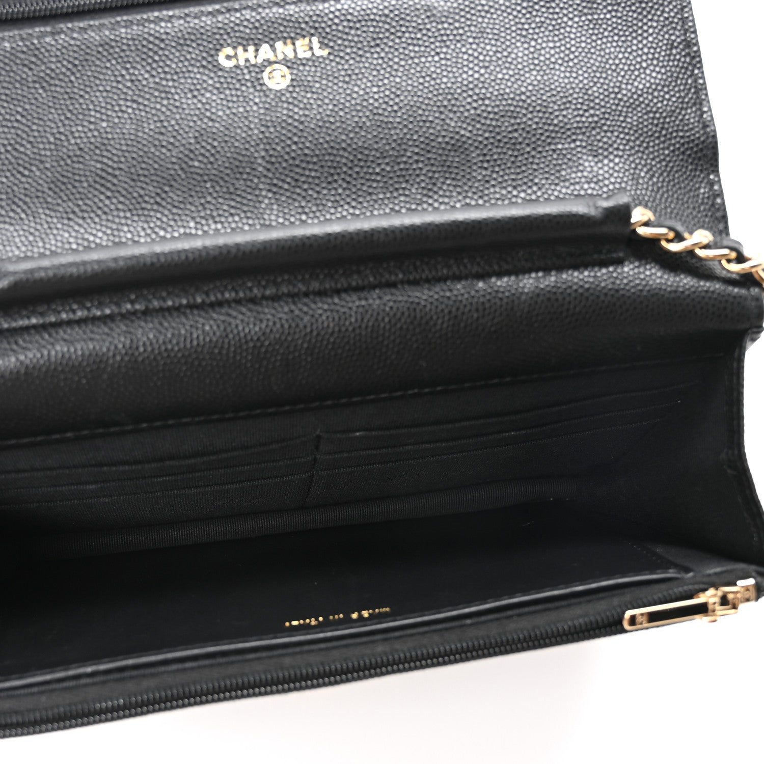 Chanel Shiny Caviar Quilted Strass CC Wallet On Chain WOC Black 5 of 11