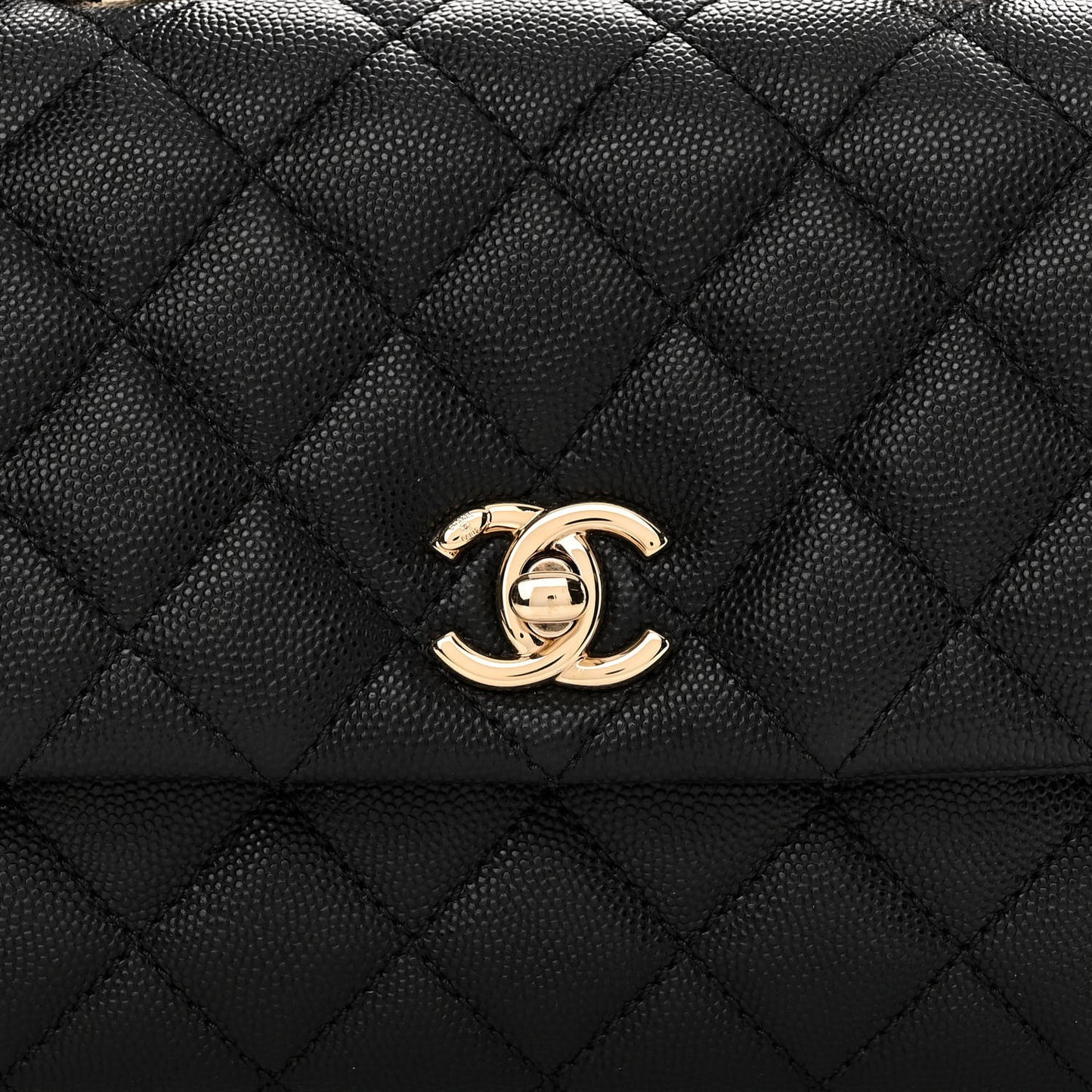 Caviar Quilted Mini Coco Handle Flap Black