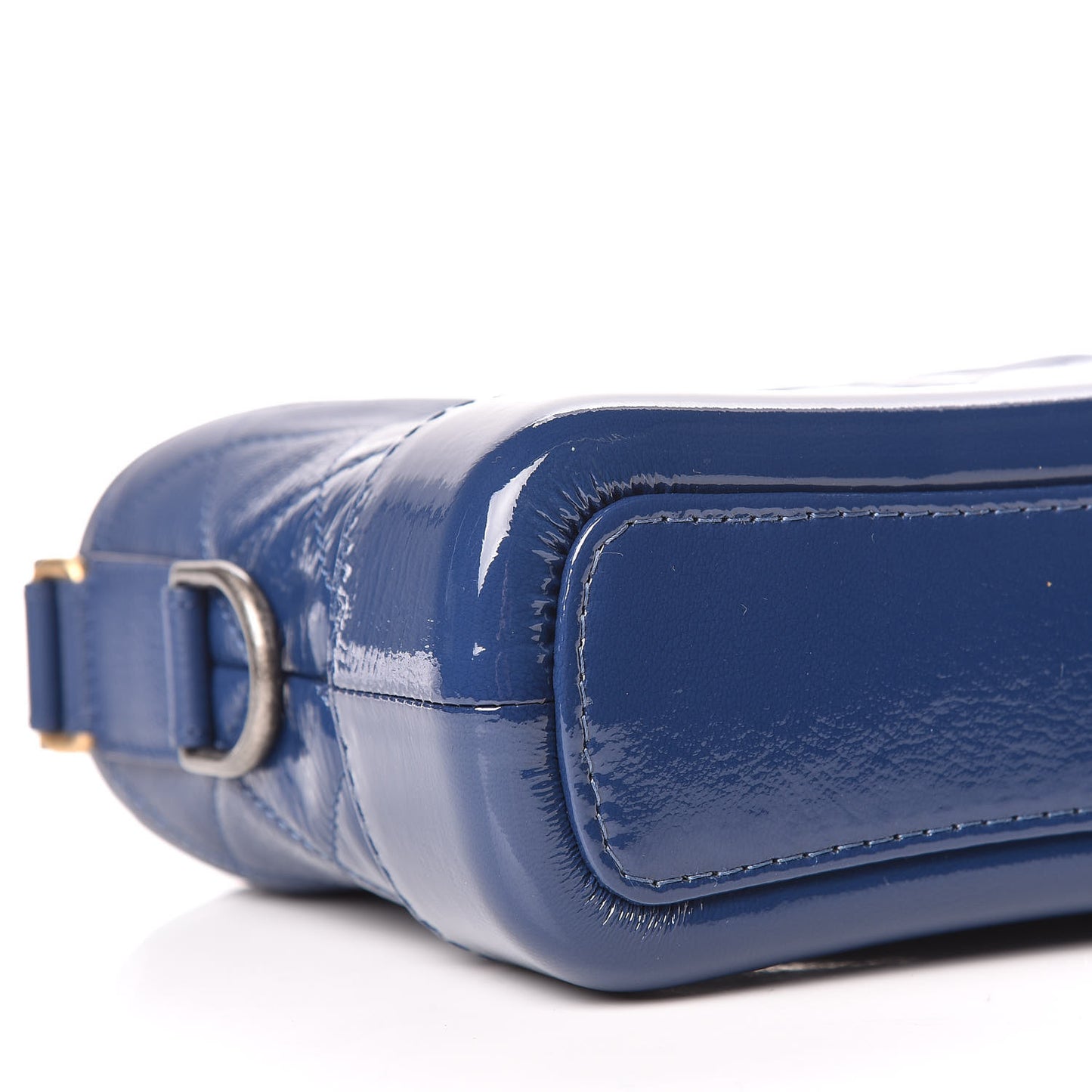 Patent Goatskin Quilted Small Gabrielle Hobo Blue