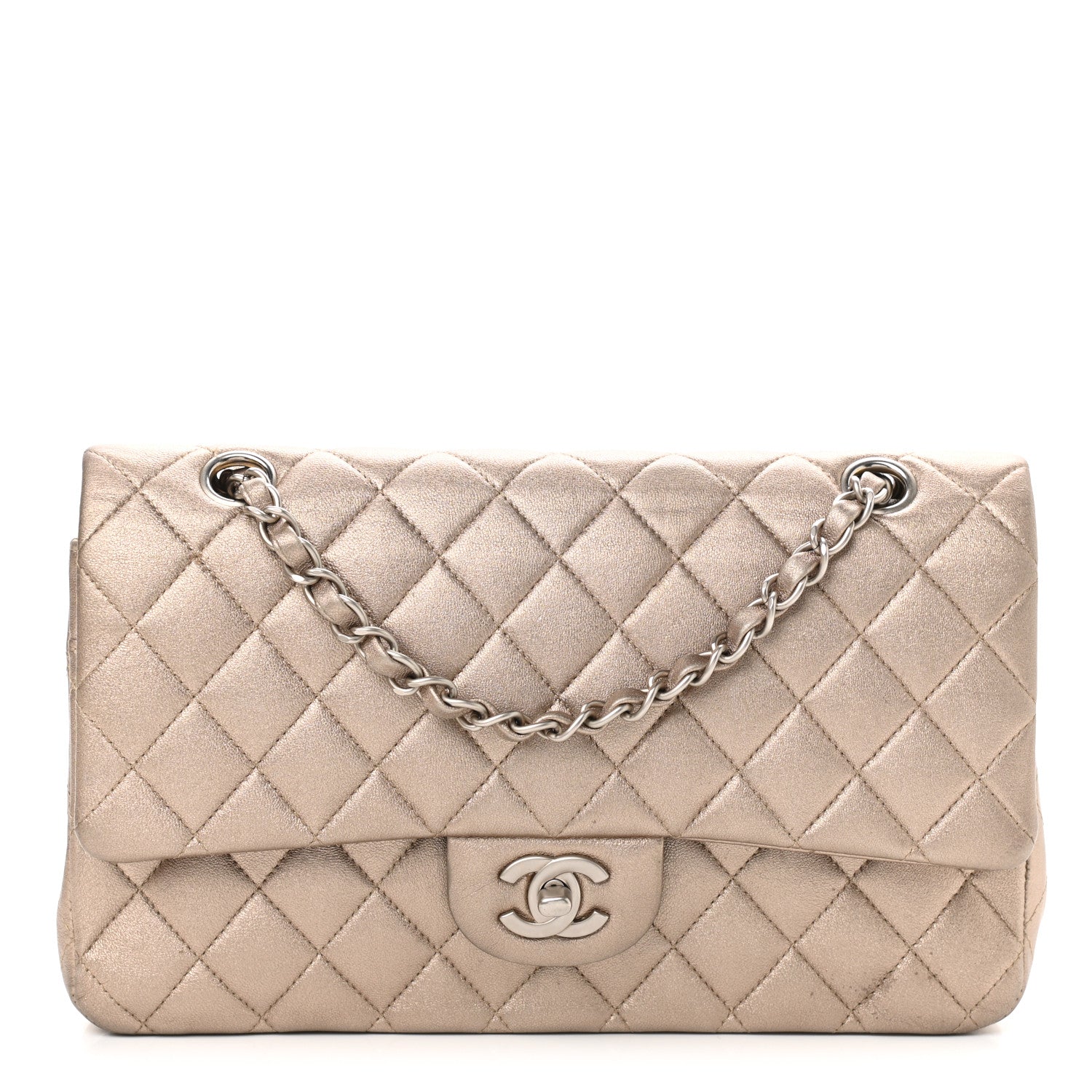 Chanel Metallic Lambskin Quilted Medium Double Flap Pink 1 of 10